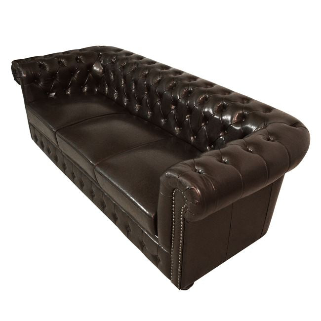 ΚΑΝΑΠΕΣ 3ΘΕΣΙΟΣ T. CHESTERFIELD ΤΕΧΝΟΔΕΡΜΑ ΣΚΟΥΡΟ ΚΑΦΕ 208x90x73