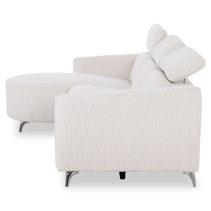 ΚΑΝΑΠΕΣ ΑΡΙΣΤΕΡΗ ΓΩΝΙΑ 3Θ ΜΕ RECLINE VALENTE ΜΠΕΖ ΥΦΑΣΜΑ 275x160x104
