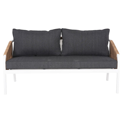 OUTDOOR SOFA 3-SEATER MAERLY ALUMINUM WHITE ROPE ANTHRACITE CUSHIONS