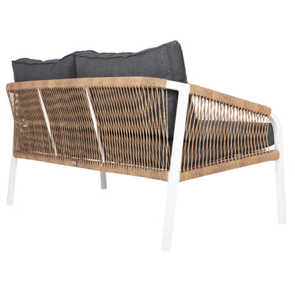 OUTDOOR SOFA 3-SEATER MAERLY ALUMINUM WHITE ROPE ANTHRACITE CUSHIONS