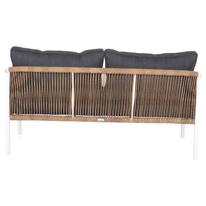 OUTDOOR SOFA 3-SEATER MAERLY ALUMINUM WHITE ROPE ANTHRACITE CUSHIONS