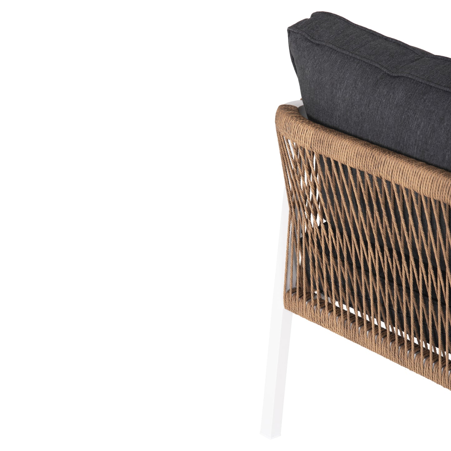 OUTDOOR SOFA 3-SEATER MAERLY ALUMINUM WHITE ROPE ANTHRACITE CUSHIONS