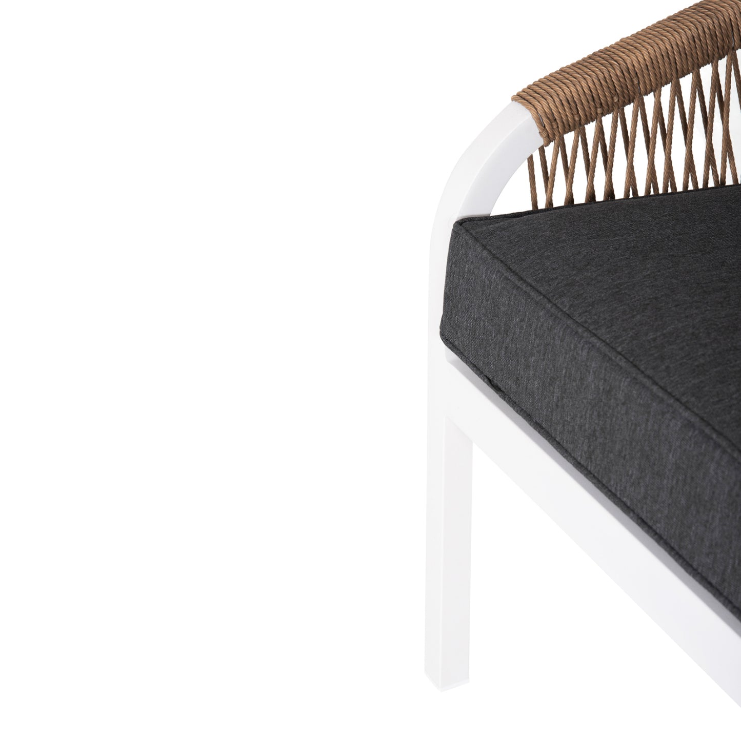 OUTDOOR SOFA 3-SEATER MAERLY ALUMINUM WHITE ROPE ANTHRACITE CUSHIONS