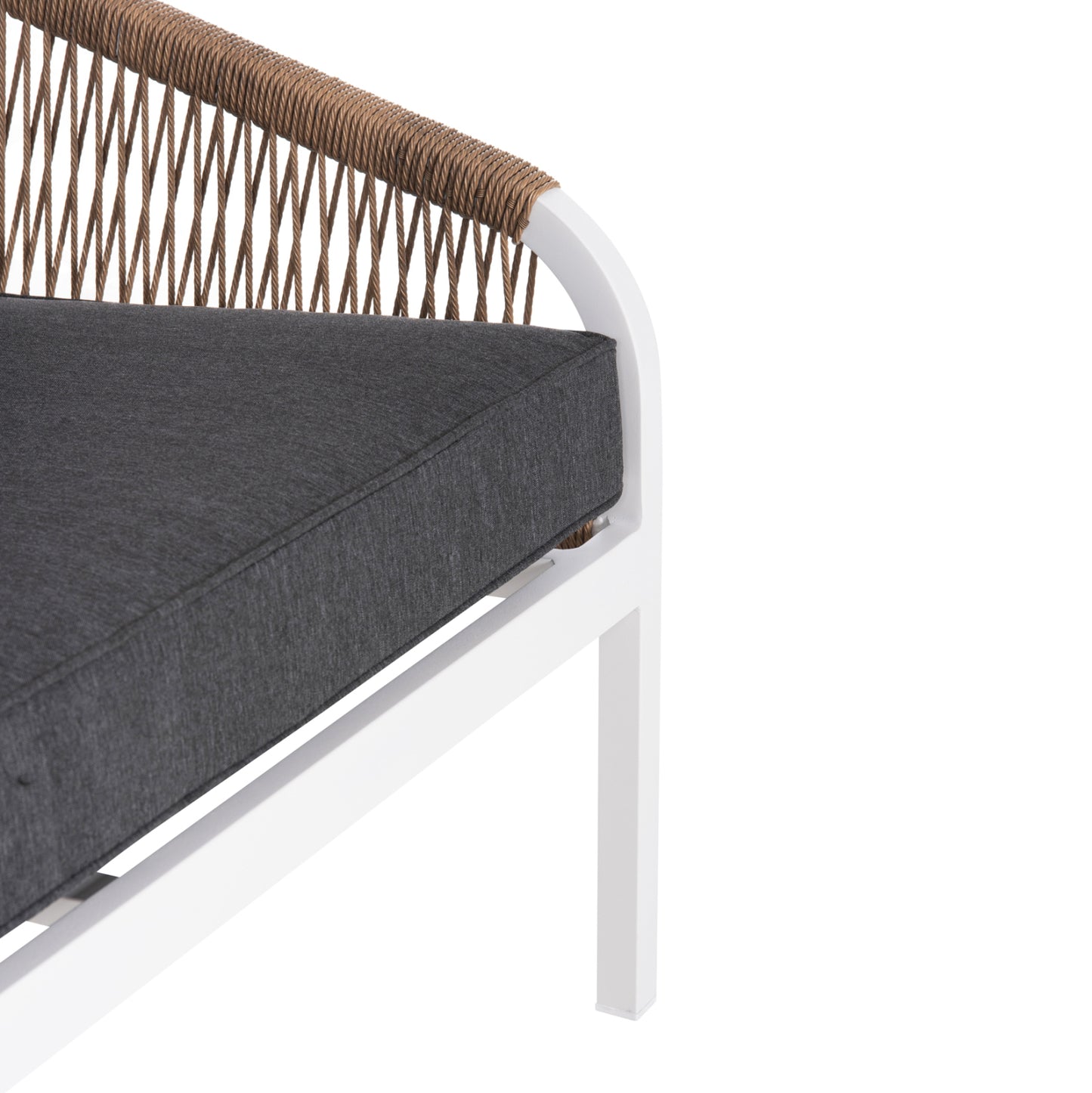 OUTDOOR SOFA 3-SEATER MAERLY ALUMINUM WHITE ROPE ANTHRACITE CUSHIONS