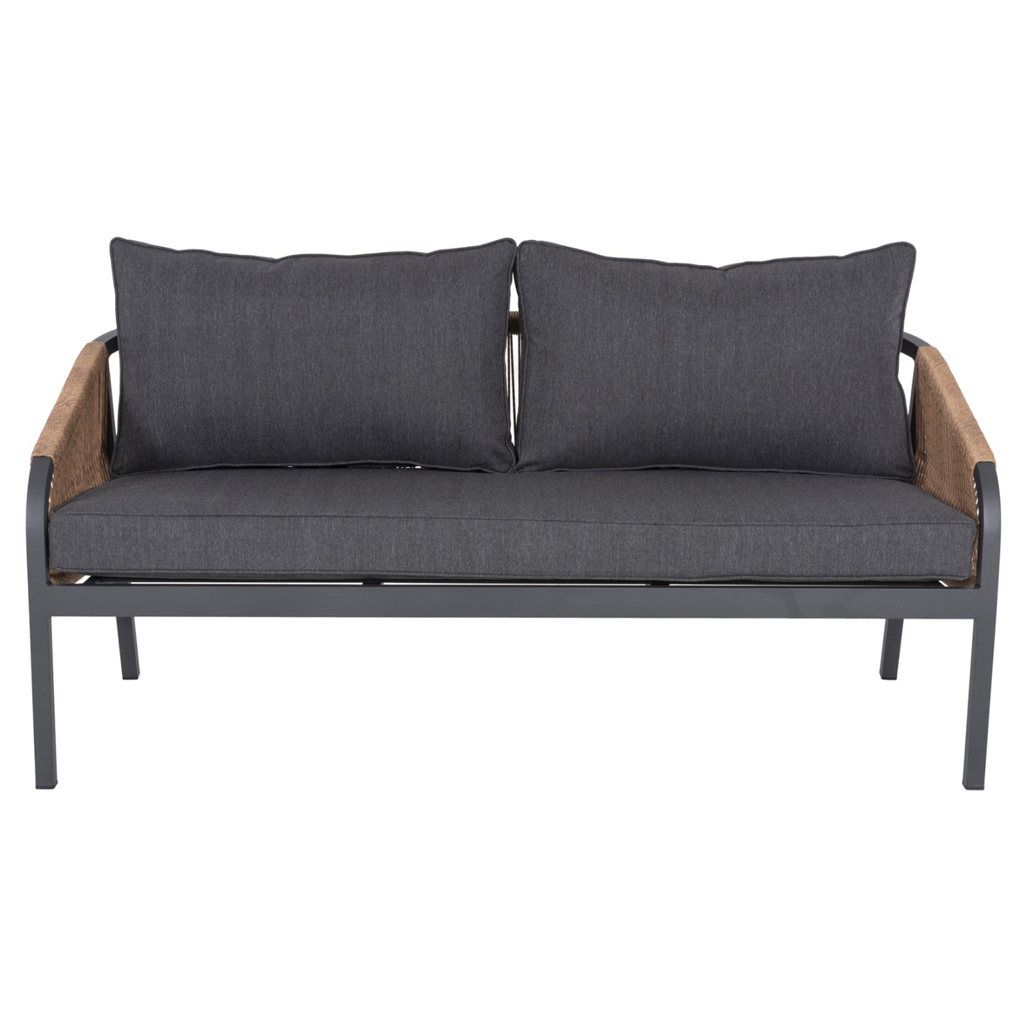 SOFA OUTDOOR 3-SEATER MAERLY ALUMINUM CHARCOAL ROPE CHARCOAL CUSHIONS