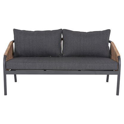 SOFA OUTDOOR 3-SEATER MAERLY ALUMINUM CHARCOAL ROPE CHARCOAL CUSHIONS