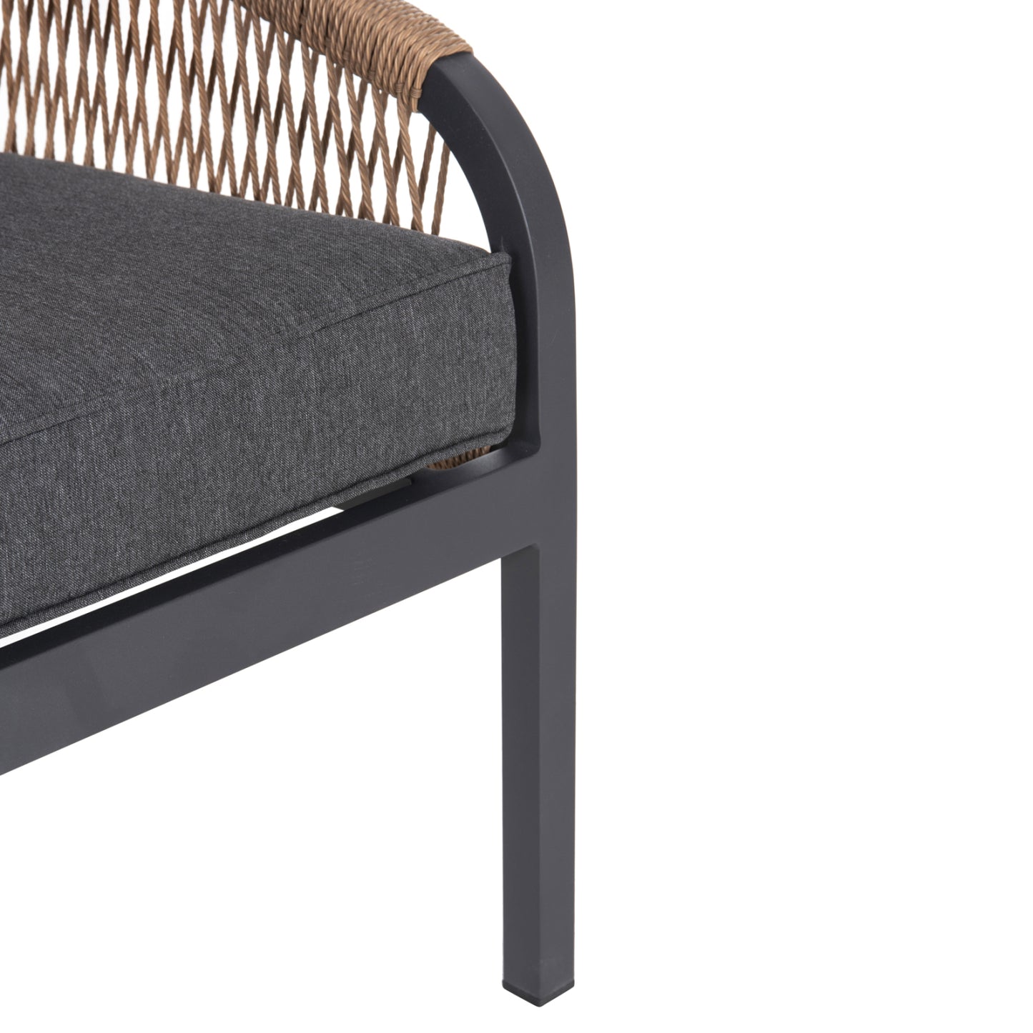 SOFA OUTDOOR 3-SEATER MAERLY ALUMINUM CHARCOAL ROPE CHARCOAL CUSHIONS