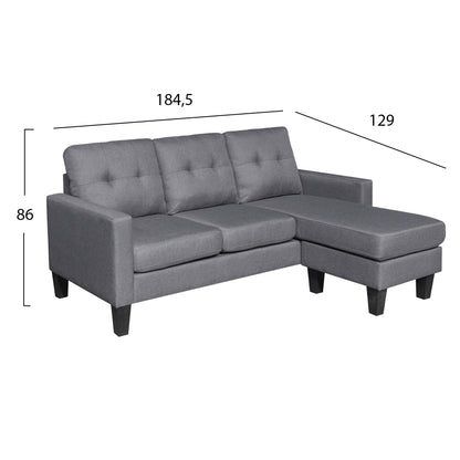 ΚΑΝΑΠΕΣ ΓΩΝΙΑ ΑΝΑΣΤΡΕΨΙΜΗ MEGGY ΓΚΡΙ ΥΦΑΣΜΑ 184,5x129x86