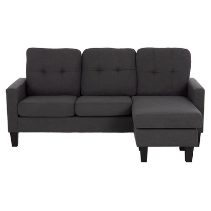 CORNER SOFA REVERSIBLE MEGGY GREY FABRIC 184.5x75-129x86