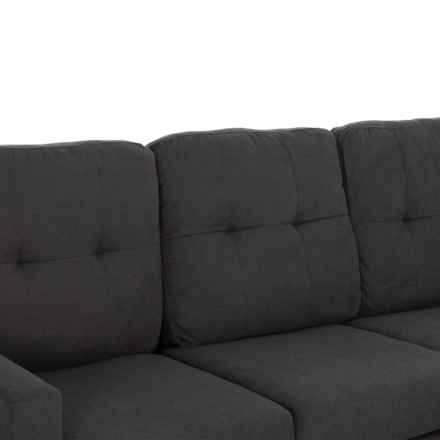CORNER SOFA REVERSIBLE MEGGY GREY FABRIC 184.5x75-129x86