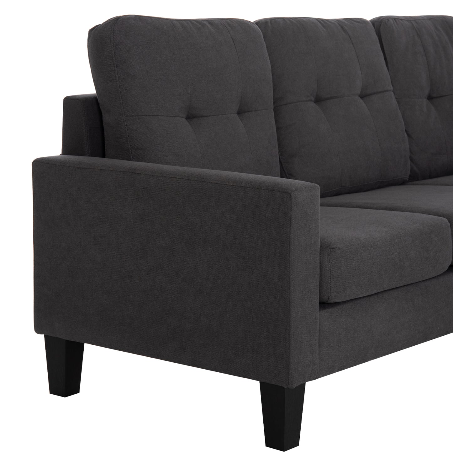 CORNER SOFA REVERSIBLE MEGGY GREY FABRIC 184.5x75-129x86