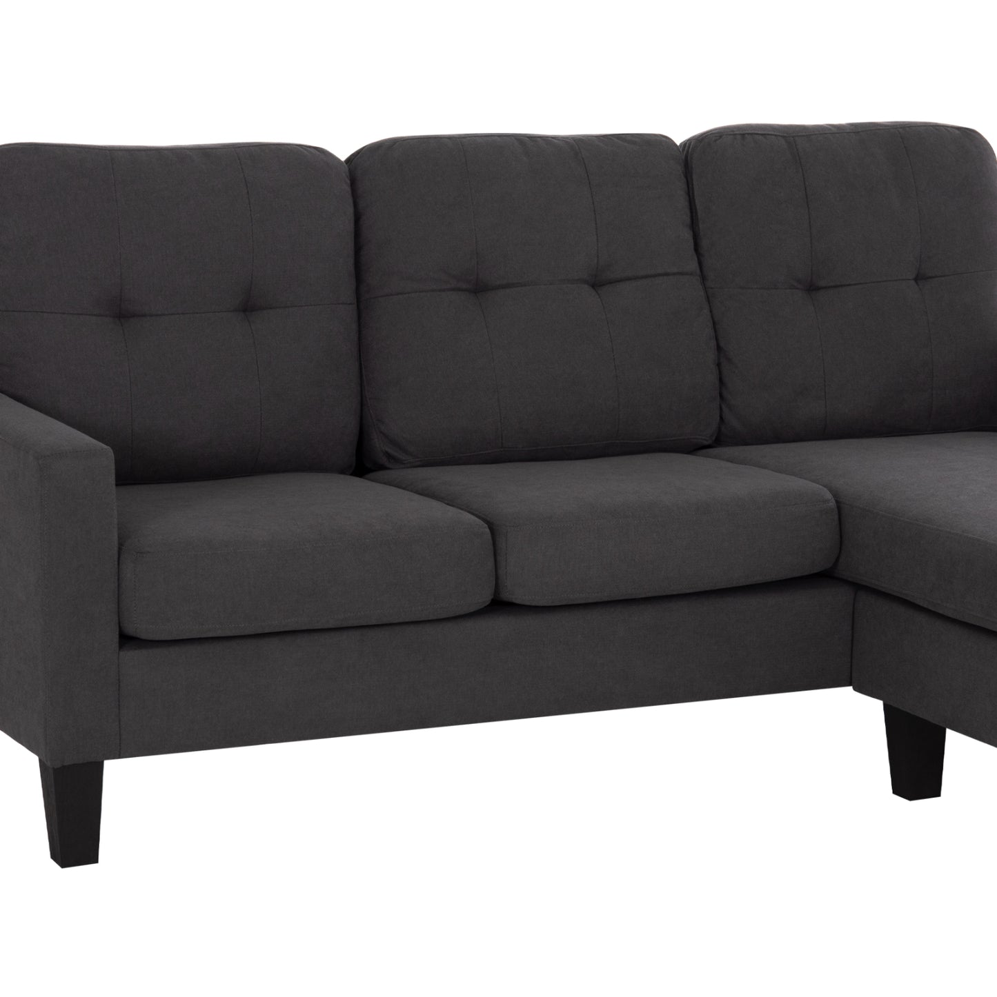 CORNER SOFA REVERSIBLE MEGGY GREY FABRIC 184.5x75-129x86