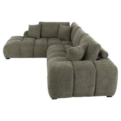 LEFT CORNER SOFA COVEN GREEN FABRIC 298x102-208x85