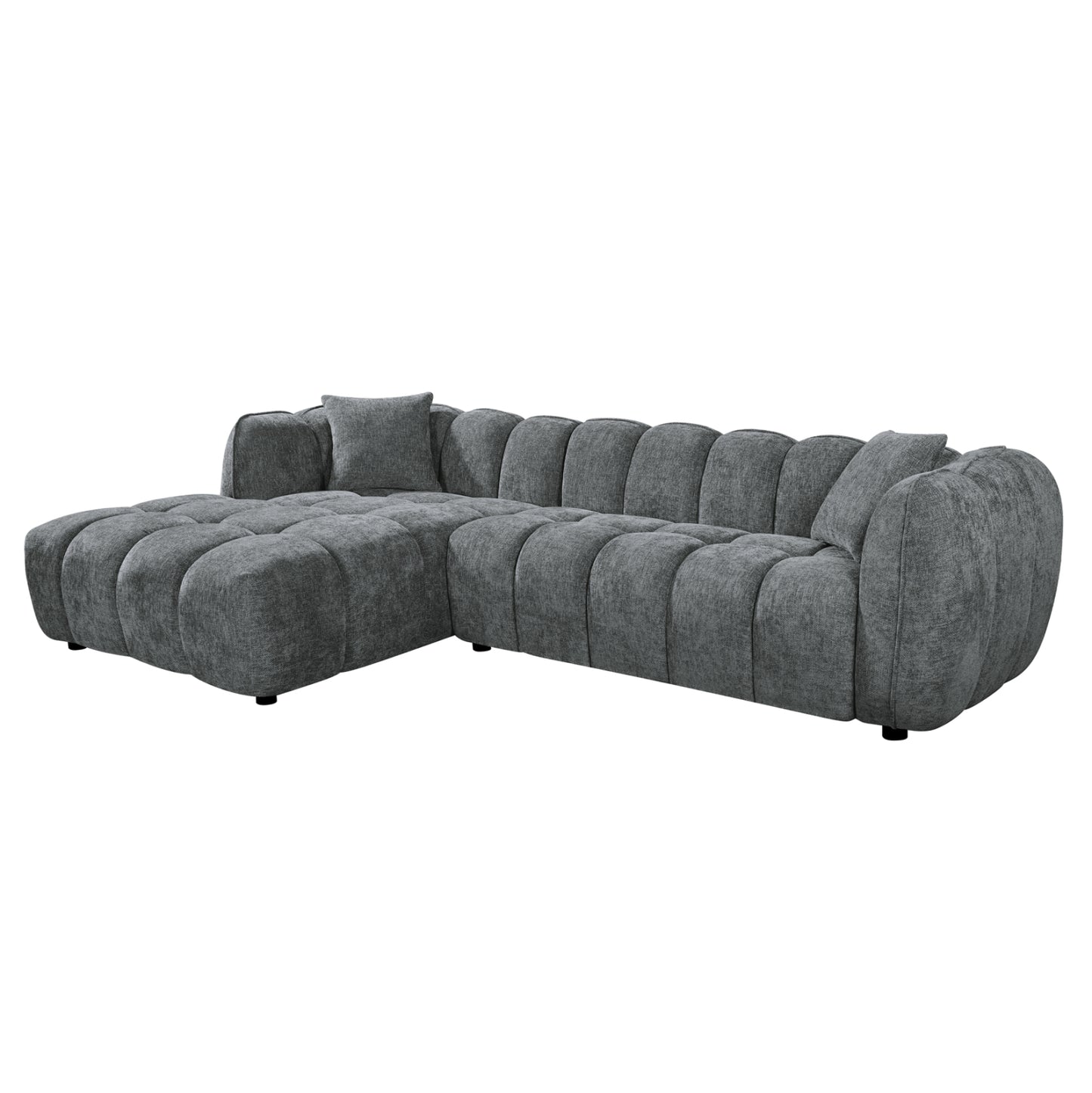 ΚΑΝΑΠΕΣ ΓΩΝΙΑ (ΑΡΙΣΤΕΡΗ) LYKKE ΓΚΡΙ ΥΦΑΣΜΑ 280x89-165x70