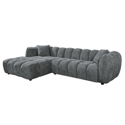 ΚΑΝΑΠΕΣ ΓΩΝΙΑ (ΑΡΙΣΤΕΡΗ) LYKKE ΓΚΡΙ ΥΦΑΣΜΑ 280x89-165x70