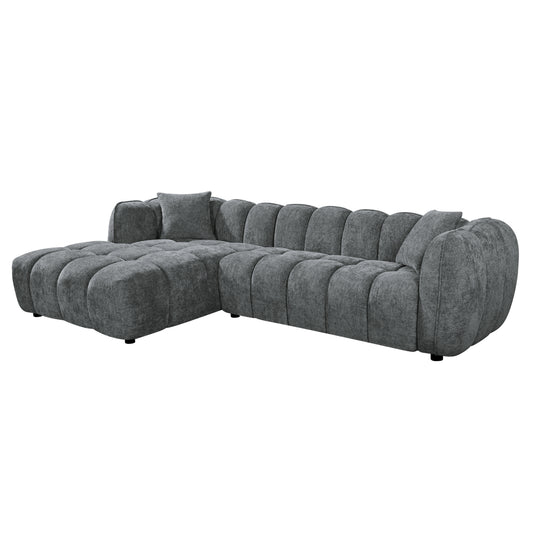 ΚΑΝΑΠΕΣ ΓΩΝΙΑ (ΑΡΙΣΤΕΡΗ) LYKKE ΓΚΡΙ ΥΦΑΣΜΑ 280x89-165x70