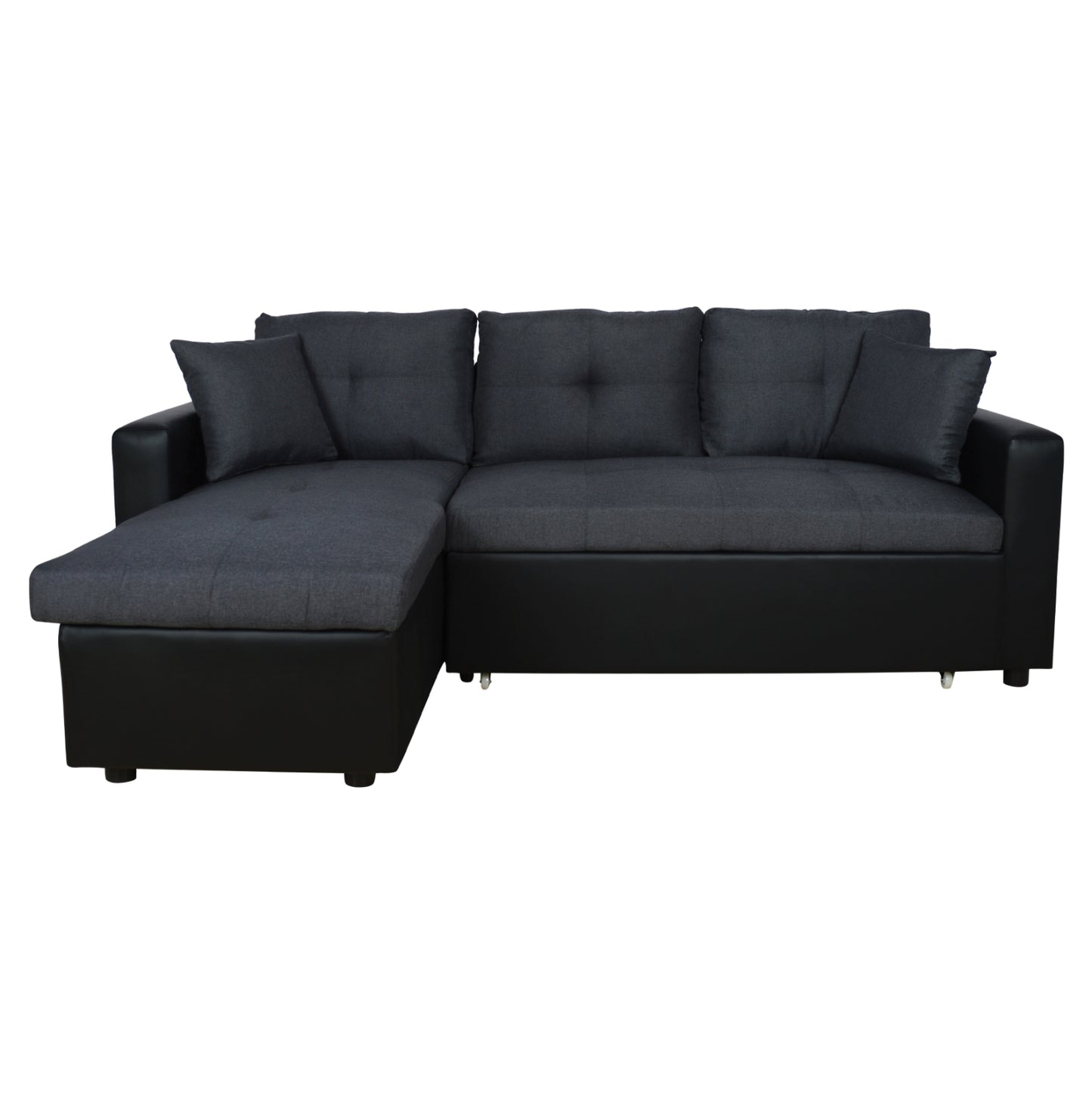 ΚΑΝΑΠΕΣ ΓΩΝΙΑ ΚΡΕΒΑΤΙ WAYNE ΓΚΡΙ ΜΕ ΜΑΥΡΟ PU 220x146x86