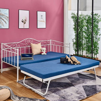 MAEKO SOFA BED 190x90cm WHITE + EXTENDABLE TRUNDLE BED 85x185cm