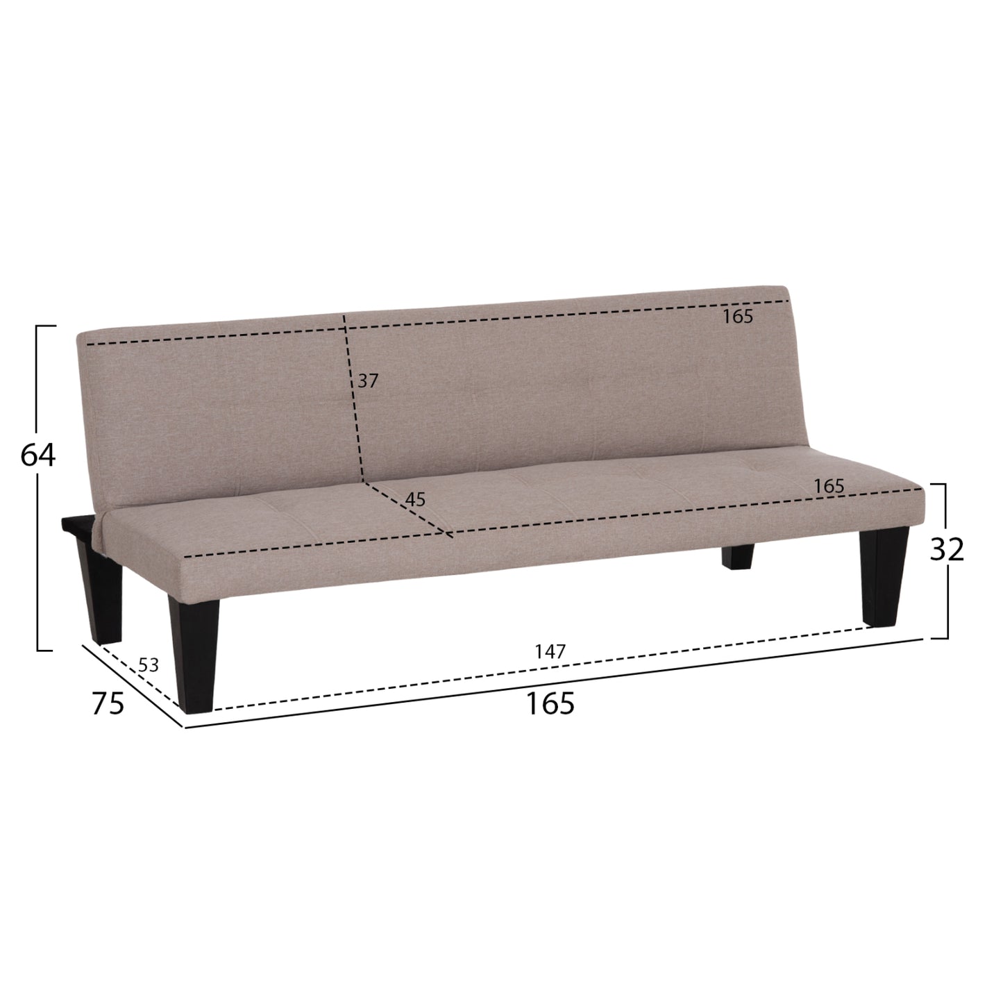 ΚΑΝΑΠΕΣ ΚΡΕΒΑΤΙ 3ΘΕΣΙΟΣ KORO ΜΠΕΖ PU ΔΕΡΜΑ 165x75x64