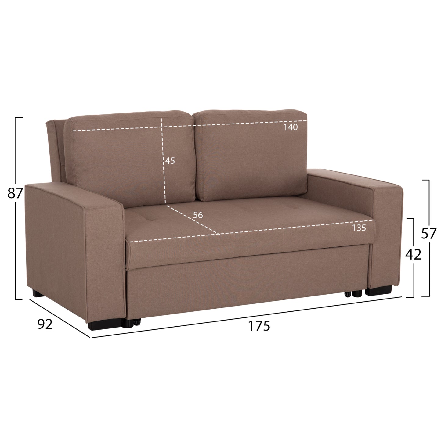 ΚΑΝΑΠΕΣ ΚΡΕΒΑΤΙ KANNA 2ΘΕΣΙΟΣ ΜΕ ΜΠΕΖ ΥΦΑΣΜΑ 175x92x87