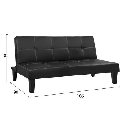ΚΑΝΑΠΕΣ ΚΡΕΒΑΤΙ 3Θ ΜΑΥΡΟΣ PU ΜΕ ΓΑΖΙΑ 186x90x82