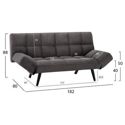 ΚΑΝΑΠΕΣ ΚΡΕΒΑΤΙ 3ΘΕΣΙΟΣ ΑΠΟ ΒΕΛΟΥΔΟ ΓΚΡΙ 182x80x88