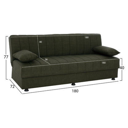 ΚΑΝΑΠΕΣ ΚΡΕΒΑΤΙ ANDRI ΤΡΙΘΕΣΙΟΣ DARK OLIVE 180x72x77