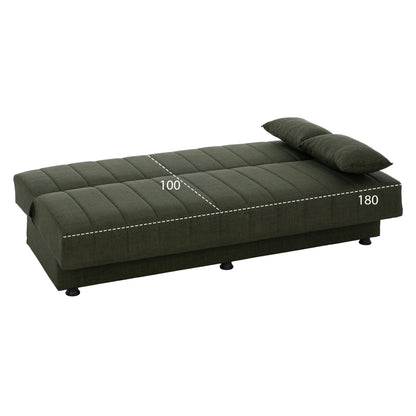 ΚΑΝΑΠΕΣ ΚΡΕΒΑΤΙ ANDRI ΤΡΙΘΕΣΙΟΣ DARK OLIVE 180x72x77