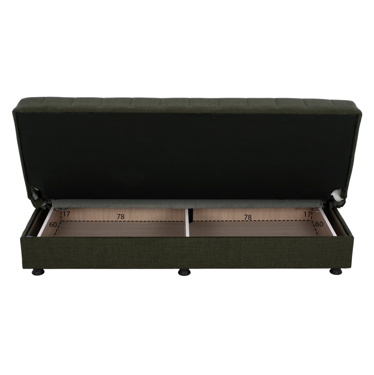 ΚΑΝΑΠΕΣ ΚΡΕΒΑΤΙ ANDRI ΤΡΙΘΕΣΙΟΣ DARK OLIVE 180x72x77