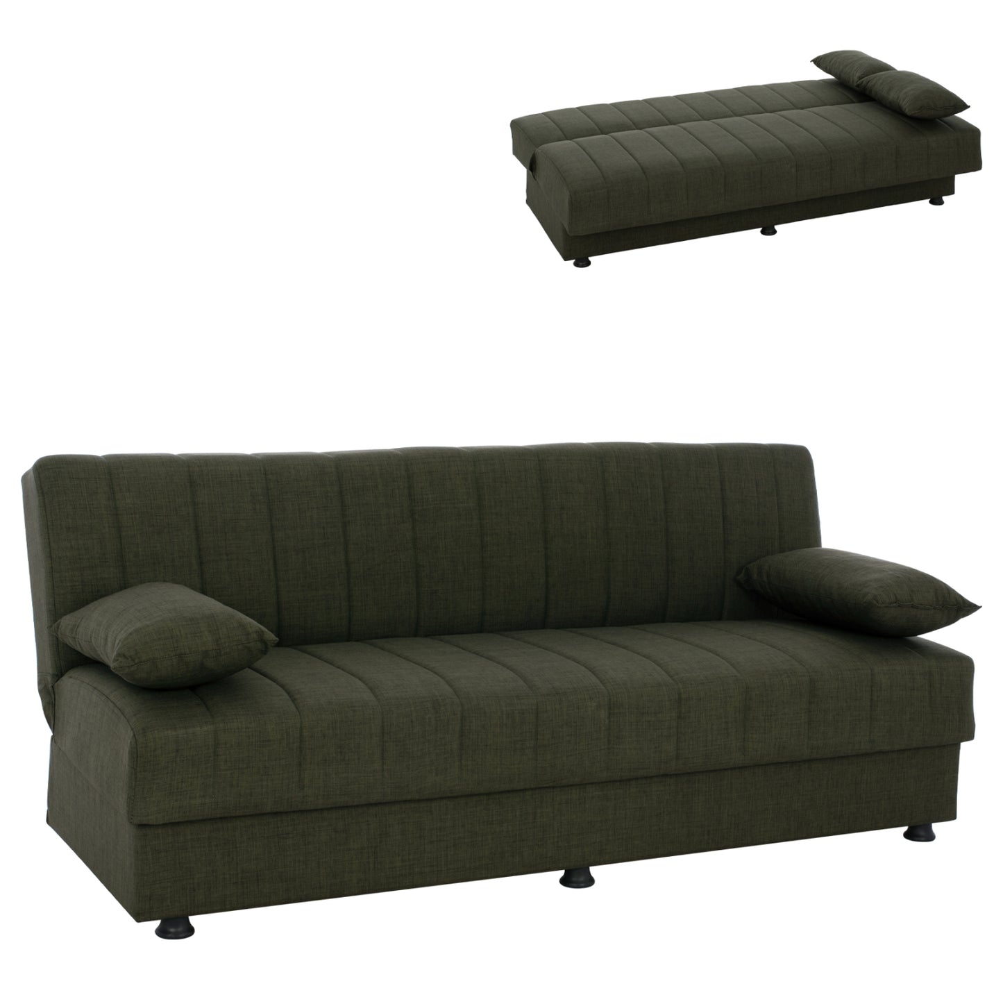 ΚΑΝΑΠΕΣ ΚΡΕΒΑΤΙ ANDRI ΤΡΙΘΕΣΙΟΣ DARK OLIVE 180x72x77