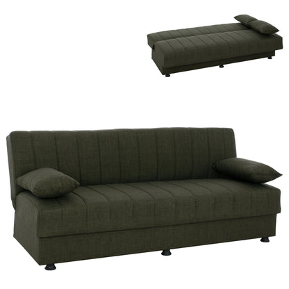 ΚΑΝΑΠΕΣ ΚΡΕΒΑΤΙ ANDRI ΤΡΙΘΕΣΙΟΣ DARK OLIVE 180x72x77