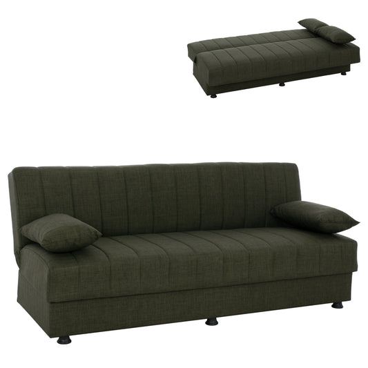 ΚΑΝΑΠΕΣ ΚΡΕΒΑΤΙ ANDRI ΤΡΙΘΕΣΙΟΣ DARK OLIVE 180x72x77