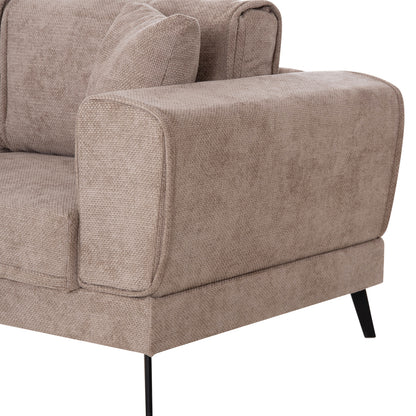 ZENORA LEFT CORNER SOFA BED BEIGE FABRIC 303x214x80