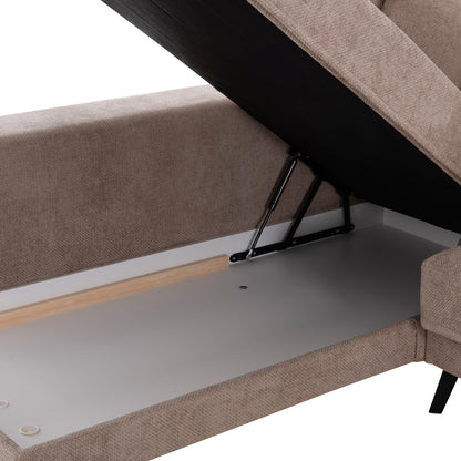 ZENORA LEFT CORNER SOFA BED BEIGE FABRIC 303x214x80