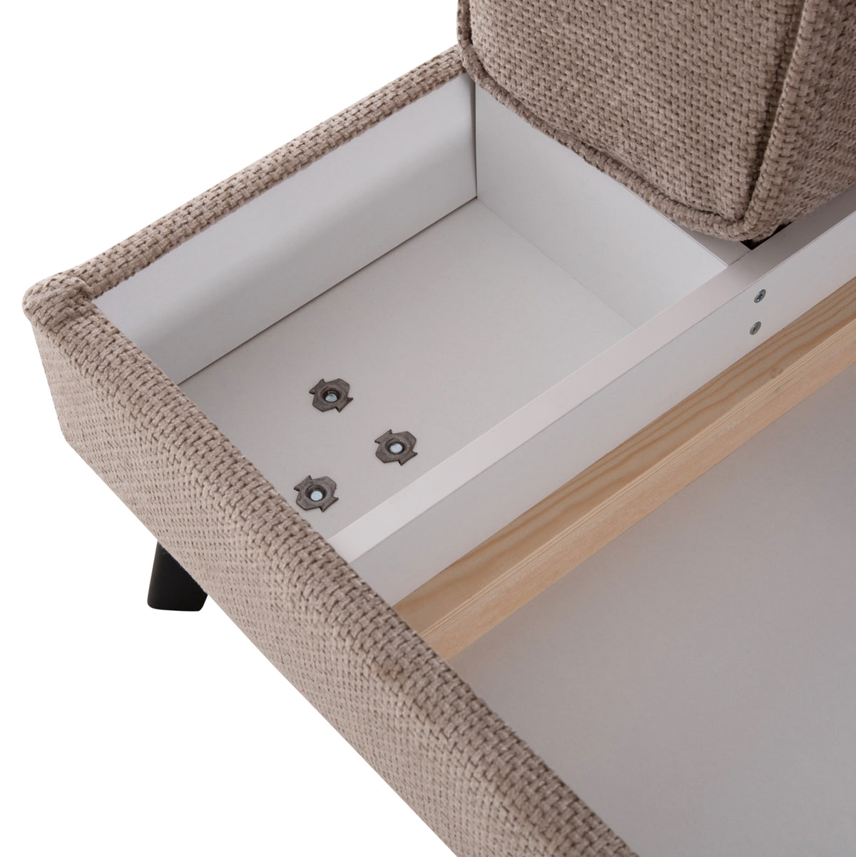 ZENORA LEFT CORNER SOFA BED BEIGE FABRIC 303x214x80