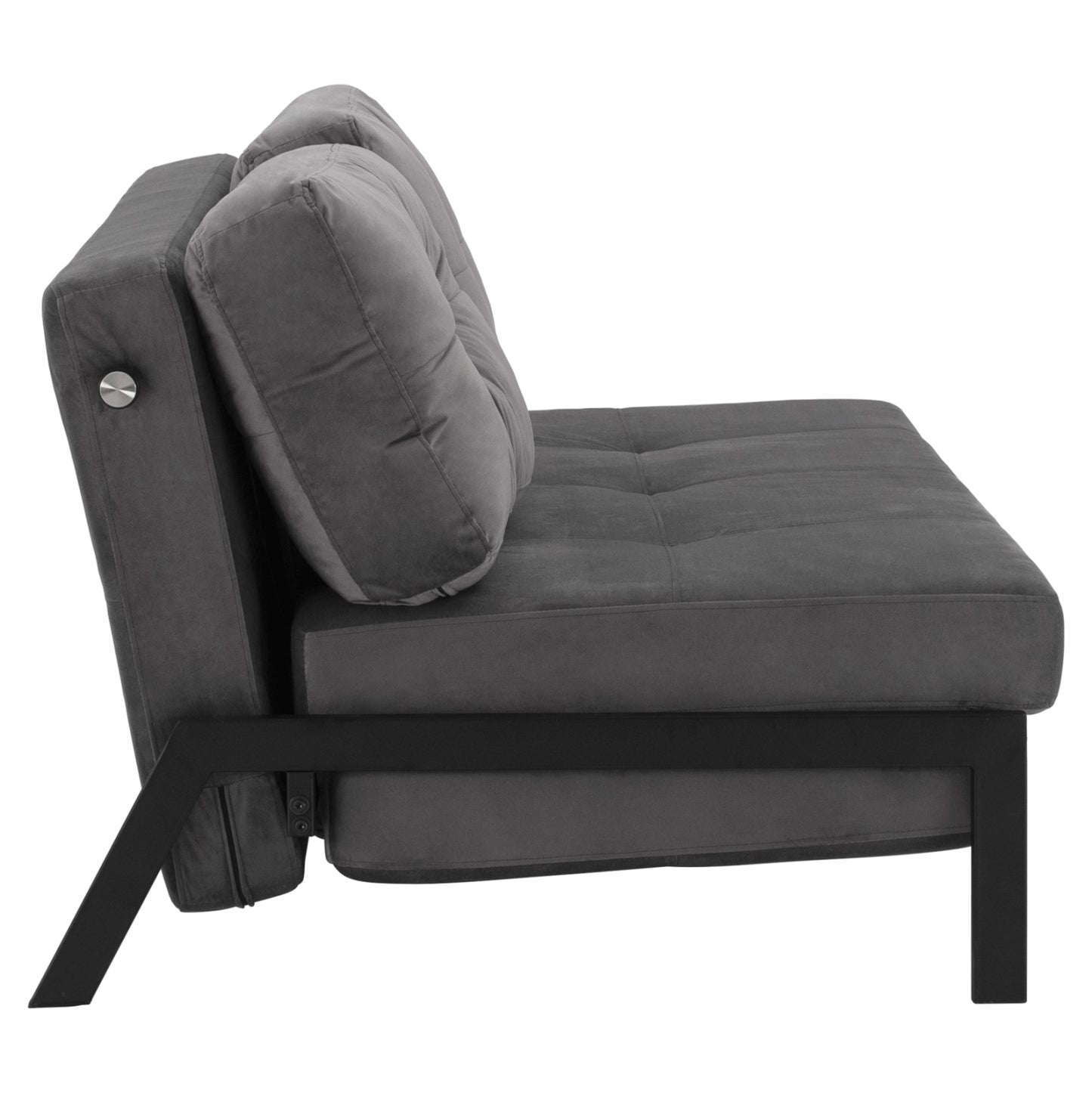 2½-SEATER GREY VELVET SOFA BED 151x92x66