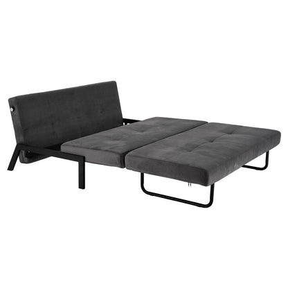 2½-SEATER GREY VELVET SOFA BED 151x92x66