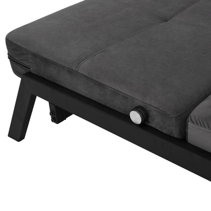 2½-SEATER GREY VELVET SOFA BED 151x92x66