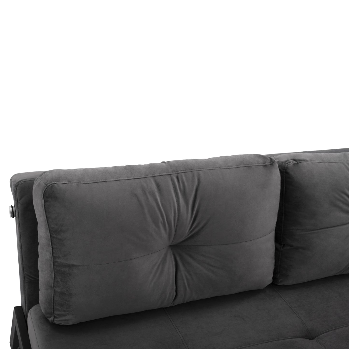 2½-SEATER GREY VELVET SOFA BED 151x92x66