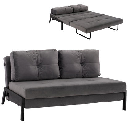 2½-SEATER GREY VELVET SOFA BED 151x92x66