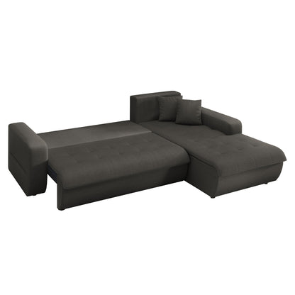 KANSO RIGHT CORNER SOFA BED GREY FABRIC 244x188x80