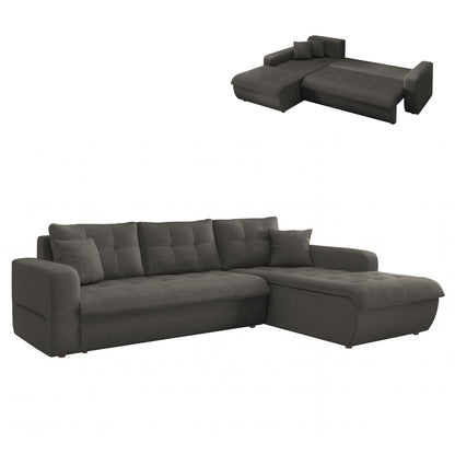 KANSO RIGHT CORNER SOFA BED GREY FABRIC 244x188x80