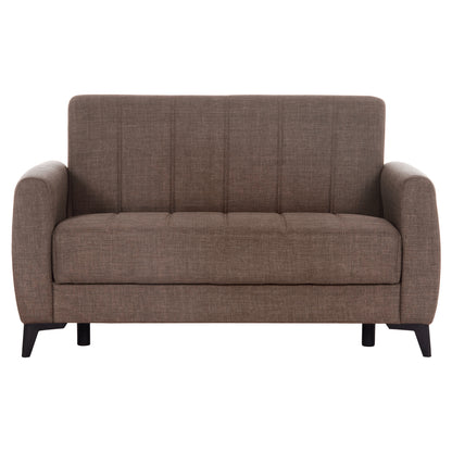 NIKKO 2-SEATER SOFA BED WITH STORAGE, BROWN FABRIC, 144x75x84