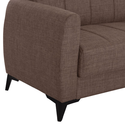 NIKKO 2-SEATER SOFA BED WITH STORAGE, BROWN FABRIC, 144x75x84