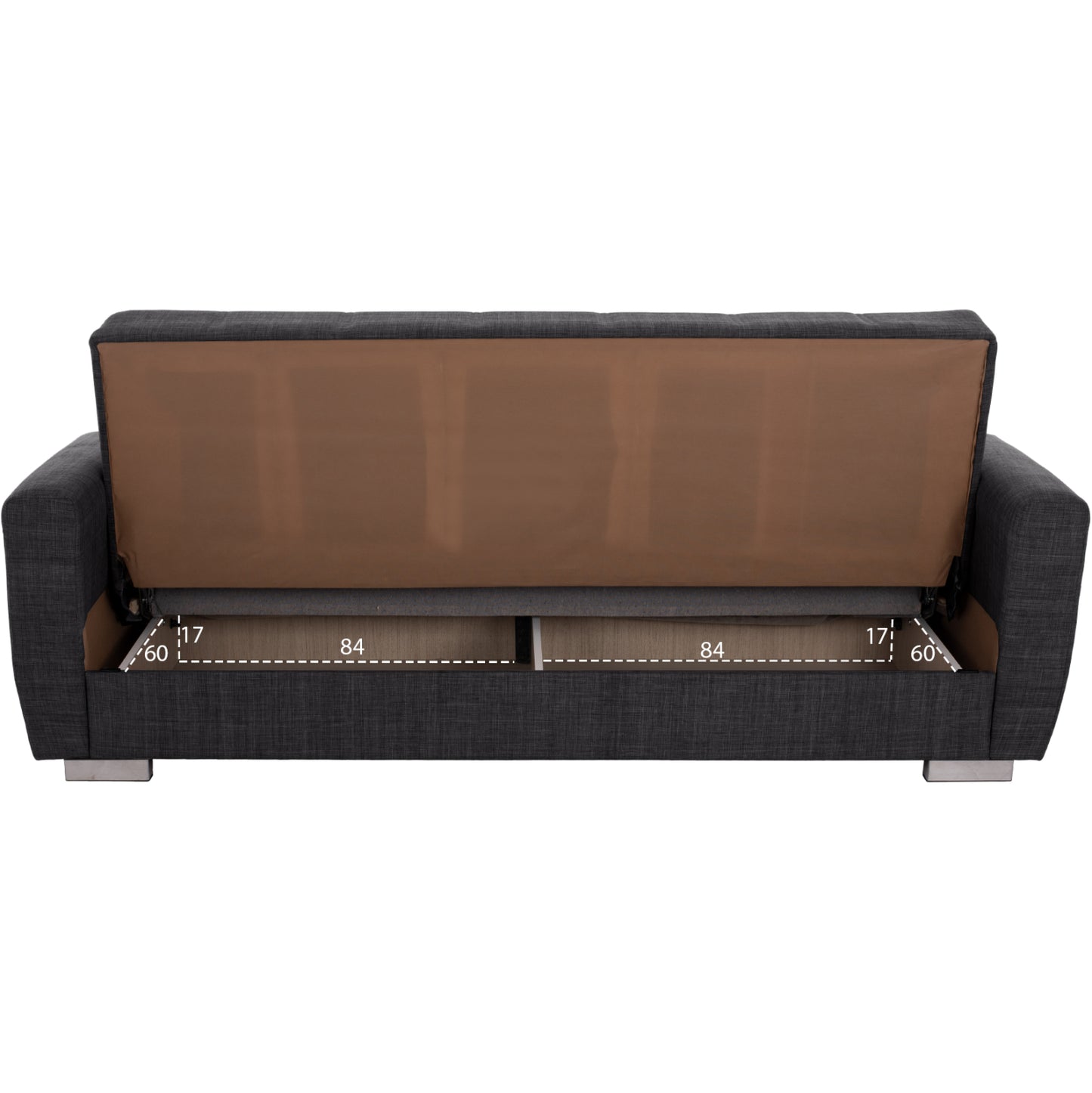 ΚΑΝΑΠΕΣ ΚΡΕΒΑΤΙ POLYA ΤΡΙΘΕΣΙΟΣ ΓΚΡΙ 215x85x76