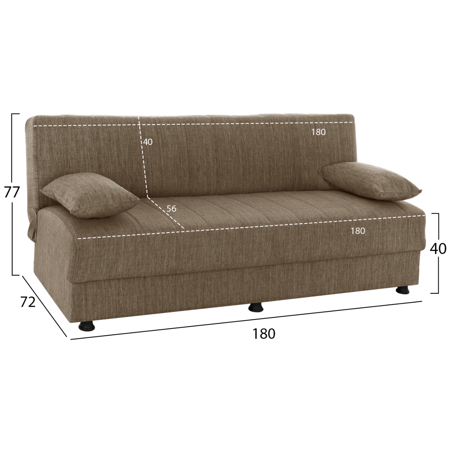 ΚΑΝΑΠΕΣ ΚΡΕΒΑΤΙ ANDRI ΤΡΙΘΕΣΙΟΣ ΚΑΦΕ 180x72x77