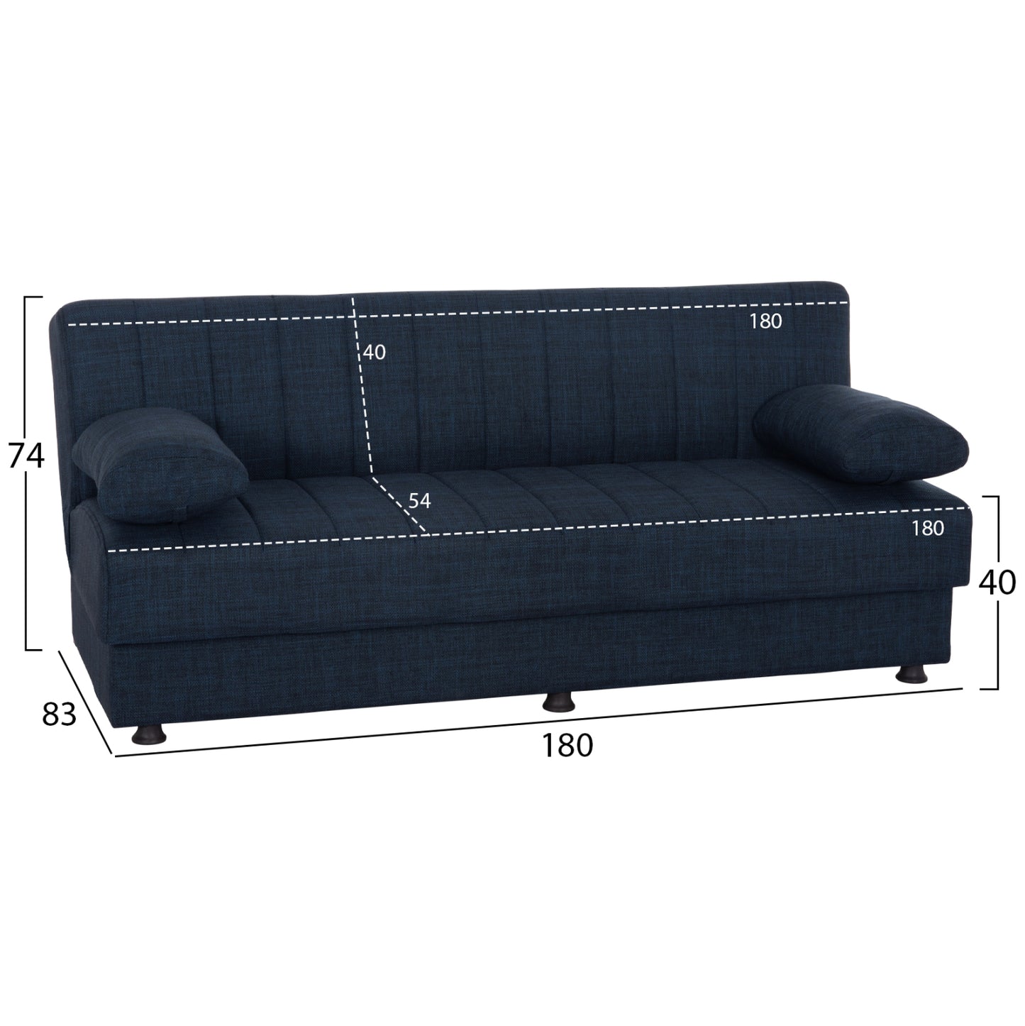 SOFA BED ANDRI THREE-SEATER BLUE 180x83x74