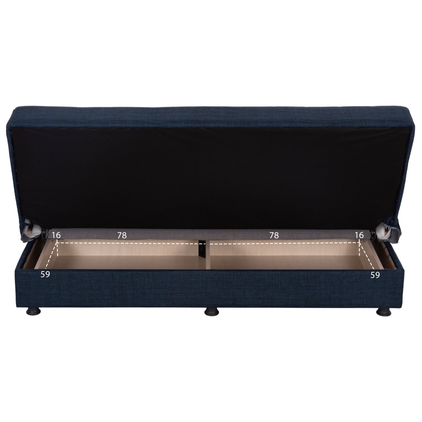 SOFA BED ANDRI THREE-SEATER BLUE 180x83x74
