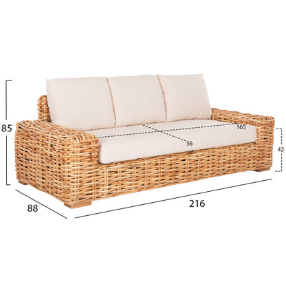 ΚΑΝΑΠΕΣ ΤΡΙΘΕΣΙΟΣ ΕΞ.ΧΩΡΟΥ TROPEL HM9808 ΞΥΛΟ MANGO-RATTAN ΦΥΣΙΚΟ-ΛΕΥΚΑ ΜΑΞΙΛΑΡΙΑ 216x88x85Υεκ