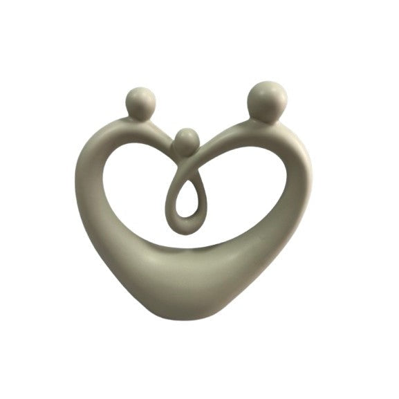 Κεραμική Ματ Μπεζ Διακοσμητική Φιγούρα Ζευγάρι Καρδιά 27x23εκ